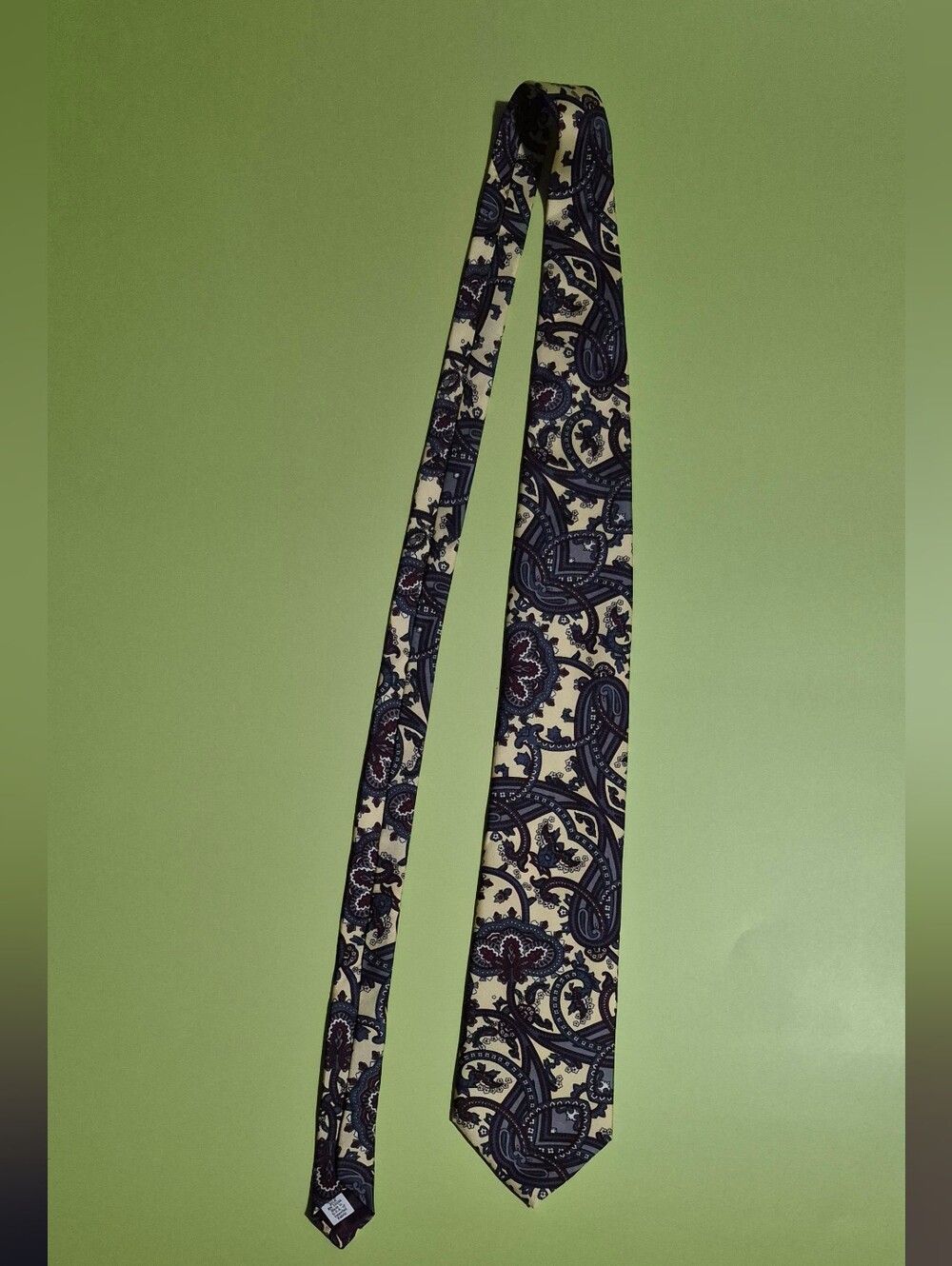 Paisley Silk-Effect Tie in Yellow and Navy - Men's Accessory